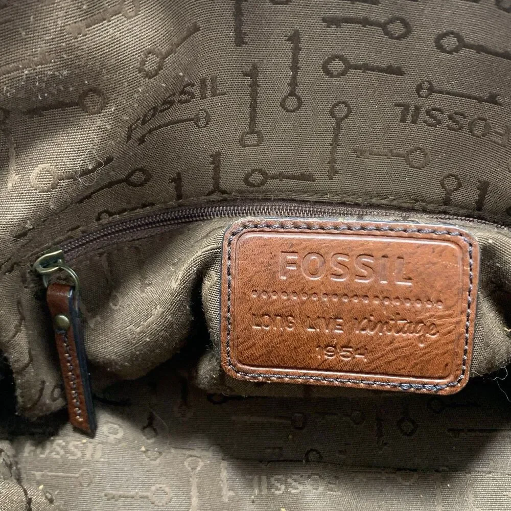 Fossil Reissue Weekender Distressed Leather Pebble Satchel Purse Womens